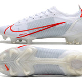 Chuteira Campo Nike Mercurial Vapor 14 Elite FG Branco e Vermelho - Low